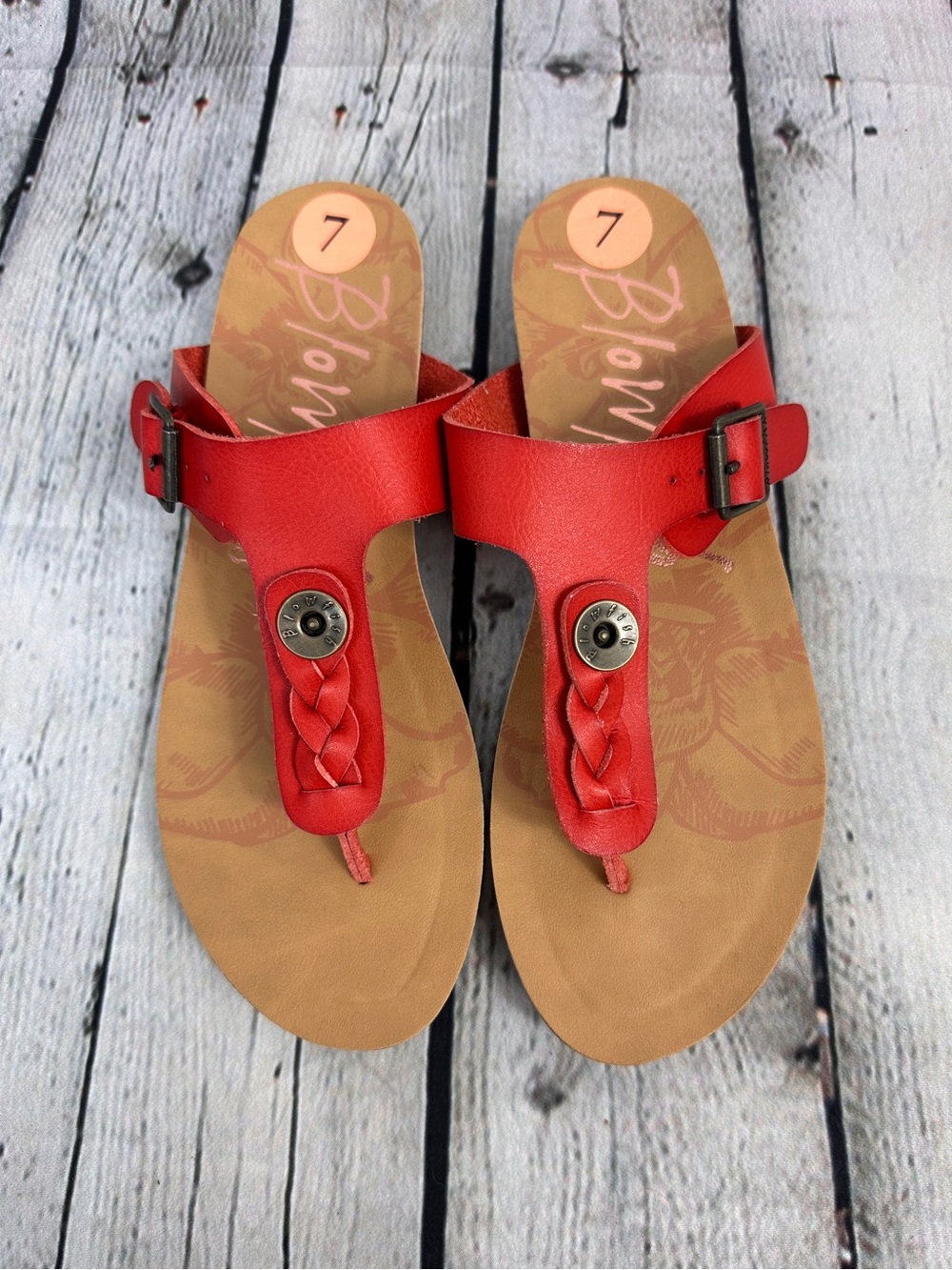 Blowfish Malibu braided T-strap flat sandals size 7